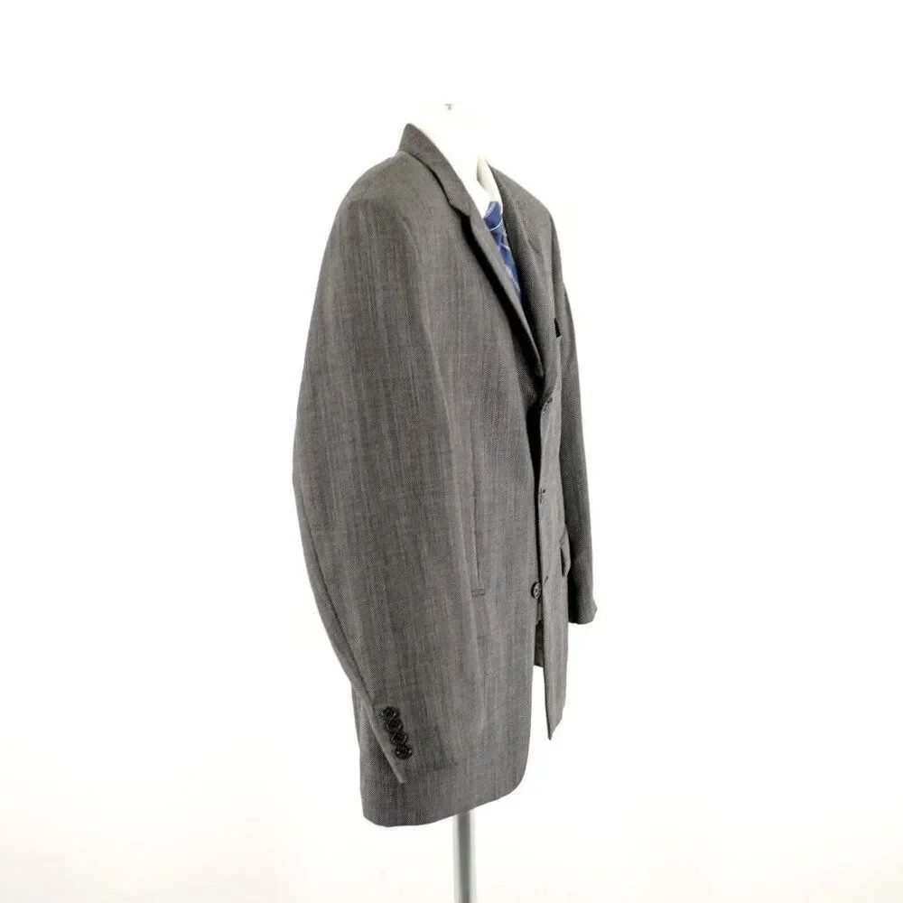 Calvin Klein Lord‎ & Taylor White Black Check Textured Wool 2 Button Blazer 44S
